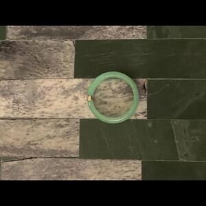 Elegant Green Jade Ring with 14k Gold Accent